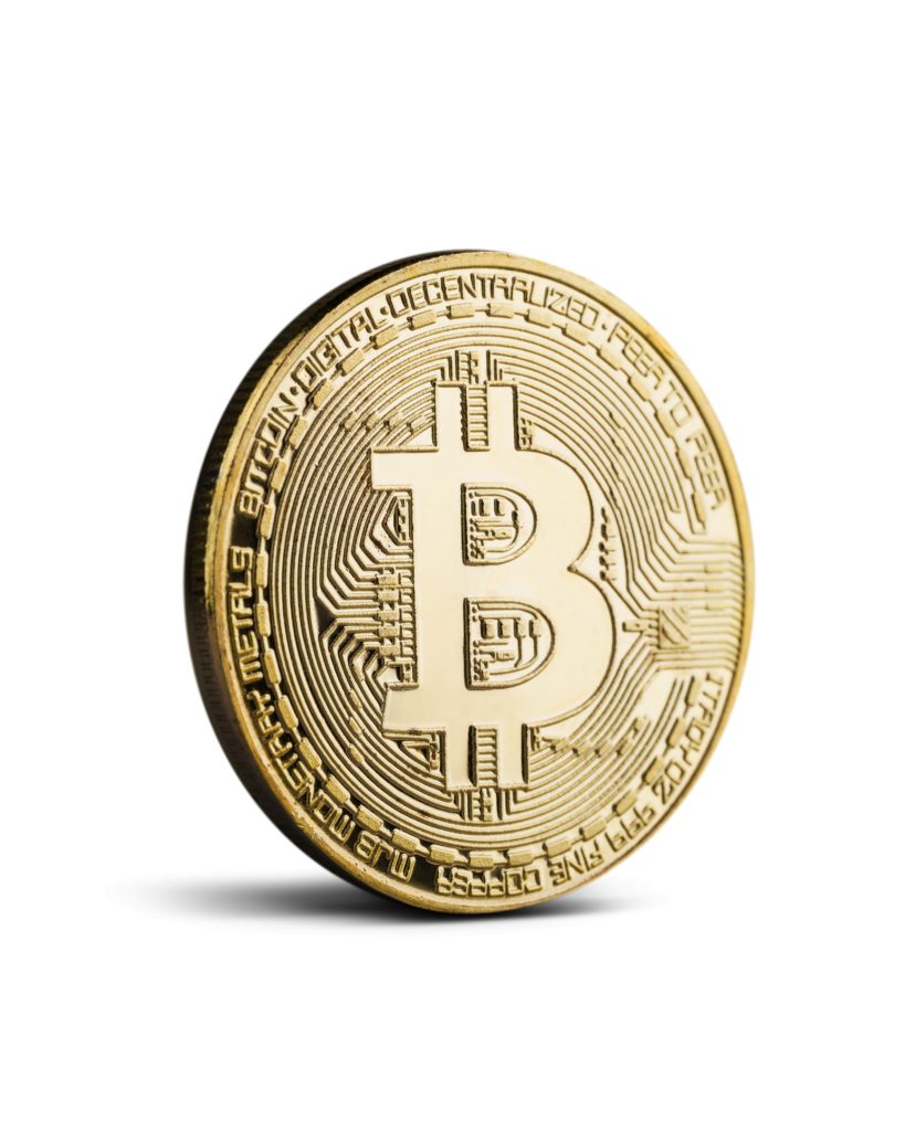 Gold coin with the bitcoin symbol