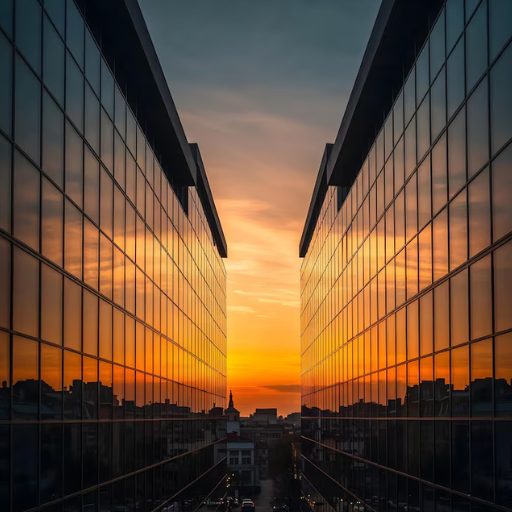 Office building at sunset